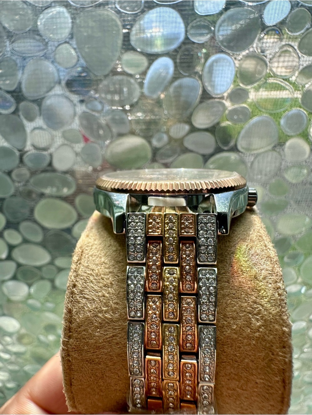 Michael Kors Rose Gold and Silver Crystal Pavé Bracelet Watch - Picture 3 of 7